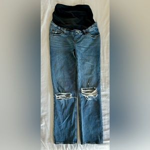 Abercrombie 4 Long distressed ankle straight maternity jeans